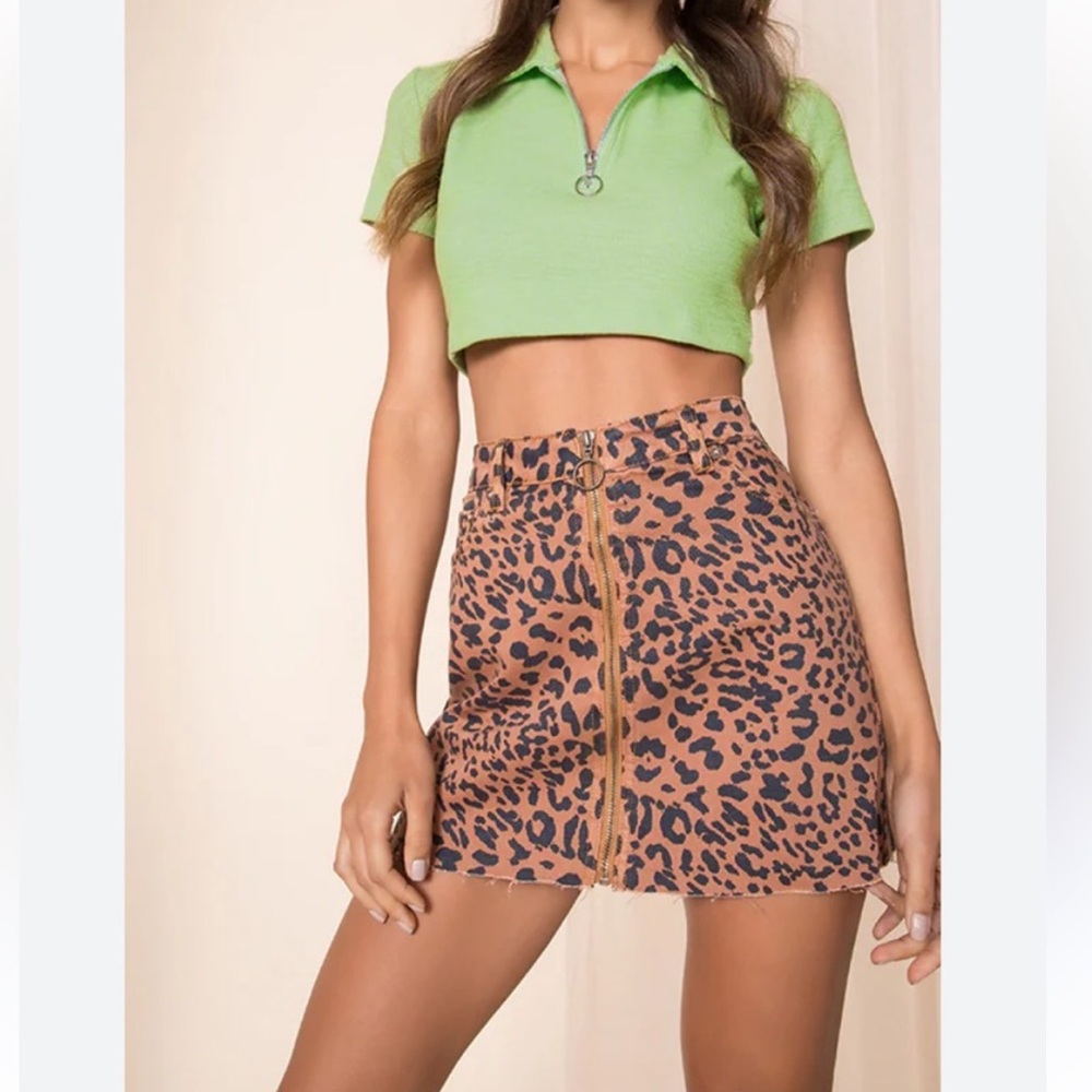 Free People Cotton Leopard Print Mini Skirt